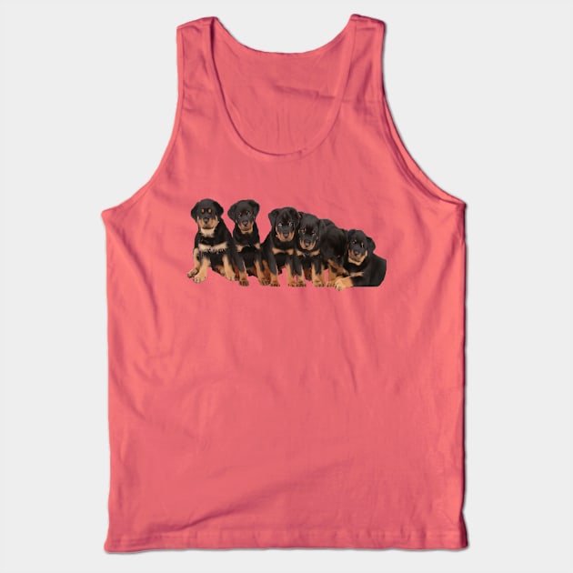 Sit Happens For Six Rottweiler Puppies Dog Lover Humor Tank Top by taiche